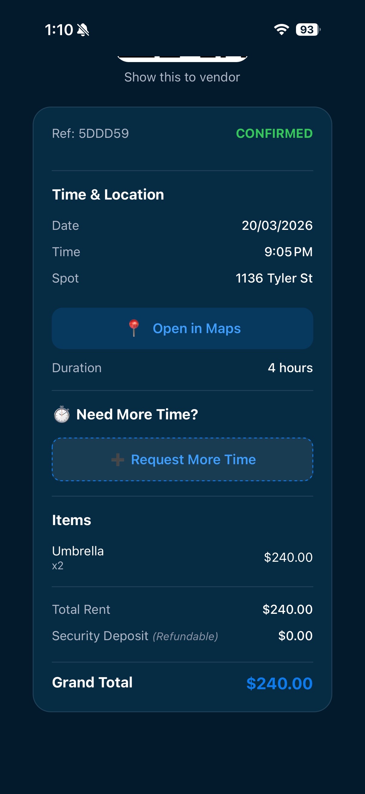 Boujee Beachin booking confirmed screen