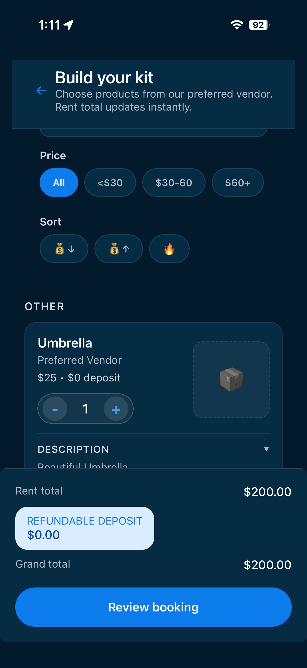 Boujee Beachin equipment selection