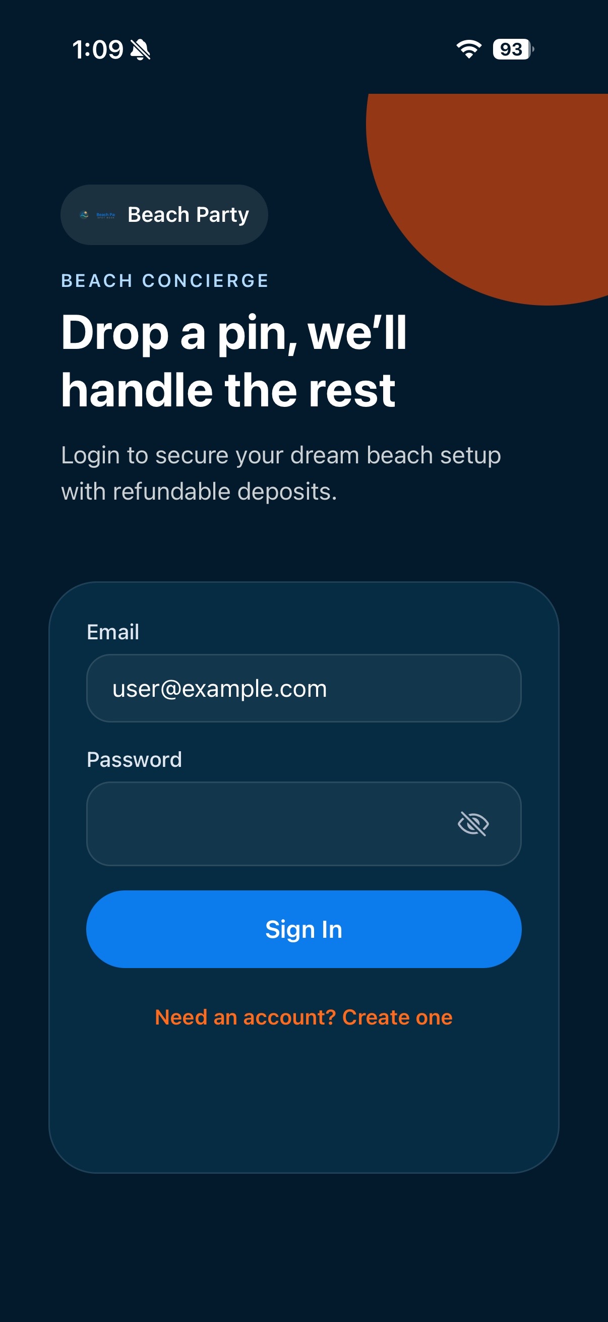 Boujee Beachin vendor login screen