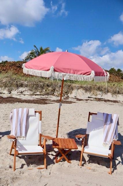 Premium beach chairs with striped cushions